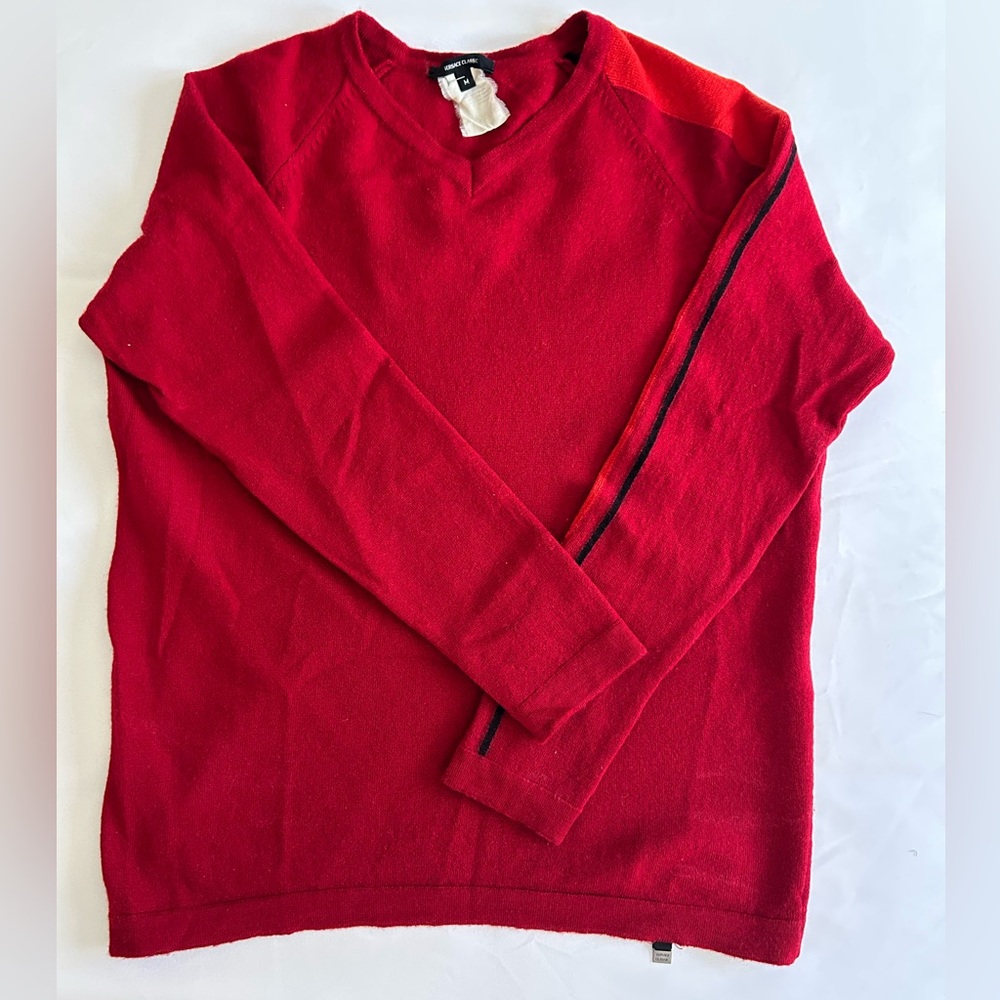 Vintage Versace Red Crewneck Sweater with Black Accent